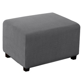 Turquoize Stretch Ottoman Cover Oversize Large Ottoman Slipcover Sofa Cover Footstool Protector Storage Ottoman Covers Furniture Protector Soft Slipcover with Elastic Bottom (X-Large, Charcoal Gray)