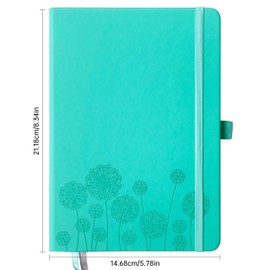 Qefuna Notebook Diary for Women, Notebook A5 Leather Journaling Notebooks for Work, 200 Pages Travel Diary for Women Men with Pen Holder and Ribbon, 5.78 x 8.34 Inches (Orchid Green)