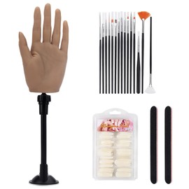 LIONVISON - Manos de práctica de silicona para uñas acrílicas con soporte, soporte de mano realista para práctica de uñas, maniquí flexible y flexible para entrenamiento de uñas, herramientas de arte de uñas (mano izquierda)