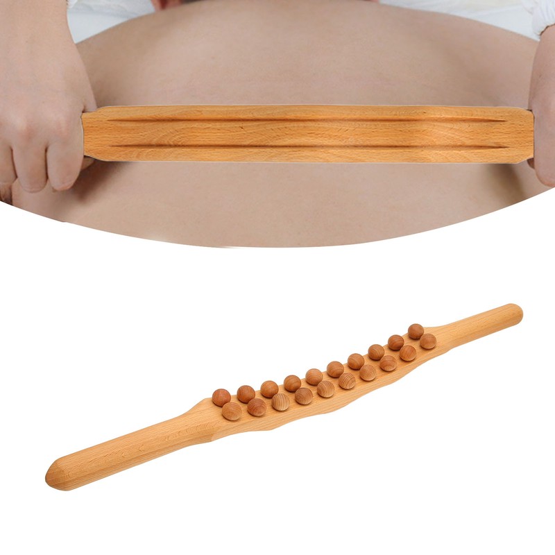 Body Gua Sha Stick Muscle Relaxing 20 Beads Wooden Scraping