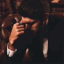 OIDEA Mens Vintage Gothic Cross Stainless Steel Signet Ring Size N to Z Silver, Stainless Steel