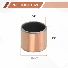 sourcing map 10 Pcs Sleeve Bearing 1/2" Bore x 19/32" OD x 1/2" Length Plain Bearings Wrapped Oilless Bushings Self-Lubricating Bushings for Sliding Parts of Machinery