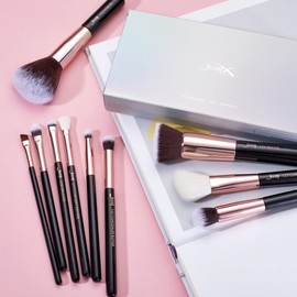 Jessup Makeup Brush Set 10 Pieces Cosmetic Makeup Brush Set Eyeshadow Powder Concealer Eyeliner Black / Rose Gold T156
