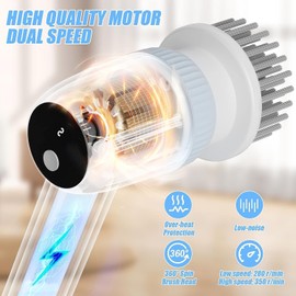 Electric Spin Scrubber, Cordless Bathroom Scrubber Cleaning Brush with LED Display & 2 Mode Speeds, Replaceable Portable Power Shower scrubbers for Cleaning Tub Tile Sink Floor Window