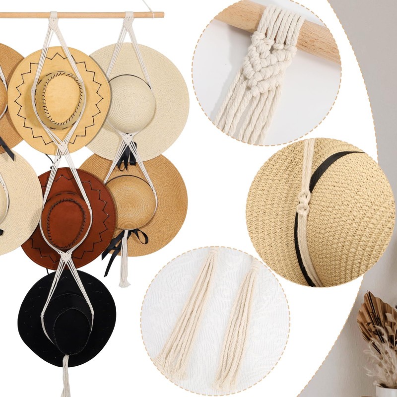ZYP 7 Hats Style Macrame Hat Hanger Hat Rack for