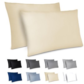 Dreamzie Cushion Cover 40 x 80 cm, Set of 2 - Pillowcases 40 x 80 cm, Beige with Soft Microfibre Zip, 40 x 80 cm Pillow Cover