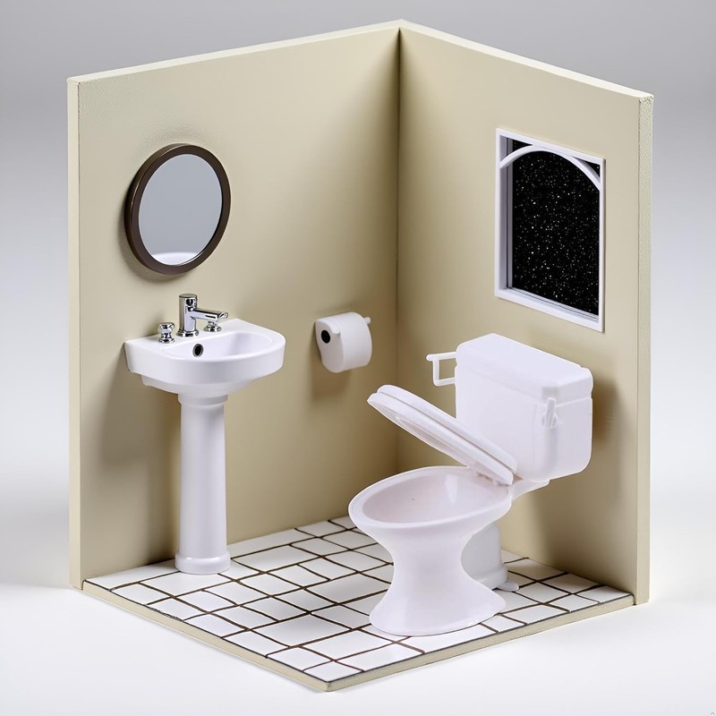 1:12 Scale Miniature Bathroom Toilet - Realistic Dollhouse Furniture for
