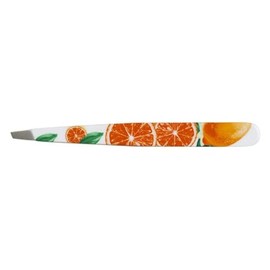 Nippes Orange Citrus Cosmetic Tweezers, Bevelled Tip, Stainless Steel, 9cm, Fine Tear Off Eyebrow Tweezers