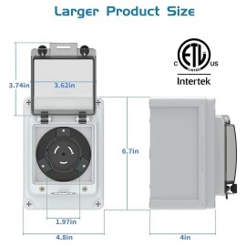 Epicord NEMA SS2-50P Pre-Drilling Power Inlet Box for 3 Prong Generator Cord USA