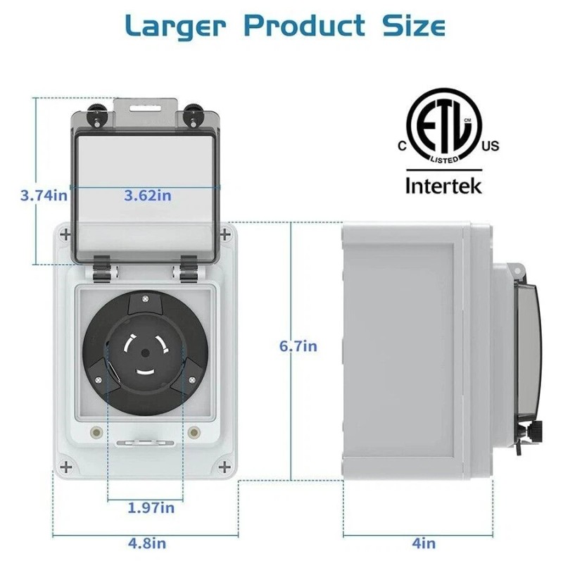 Epicord NEMA SS2-50P Pre-Drilling Power Inlet Box for 3 Prong