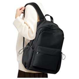 Small Black Backpack for School, High School Book Bag Back Pack for Teens Girls Boys, Lightweight College Backpack Bookbag for Women Men, Simple Casual Daypack Mochilas Escolares para Adolescentes