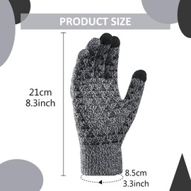 ZYHUI Touch Screen Gloves Non Slip Winter Gloves Warm Driving Gloves Elastic Cuffs Knitted Hand Gloves Plush (Black, White)