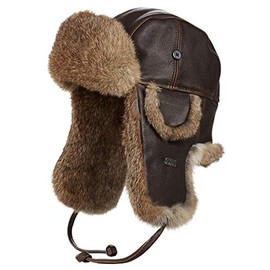 frr Vintage Rodeo Leather Rabbit Fur Aviator Hat (2XL) Brown