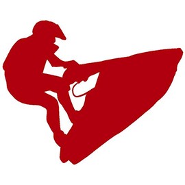 Snowmobile Jump Vinyl Decal - 5 Inches - for Cars, Trucks, Windows, Laptops, Tablets - Outdoor-Grade 2.5mm Thick Vinyl - Red