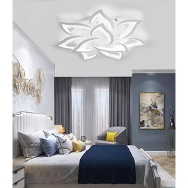 RUTAIDYE Modern LED Ceiling Light 80W Dimmable 10-Flower Chandelier with Remote Control 33.4in for Bedroom Living Room Dining Room Office Entryway Kitchen