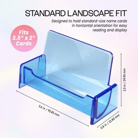 Beauticom® CLEAR COLOR Plastic Business Card Holder Display Desktop Countertop (CLEAR BLUE, 3 PIECES)