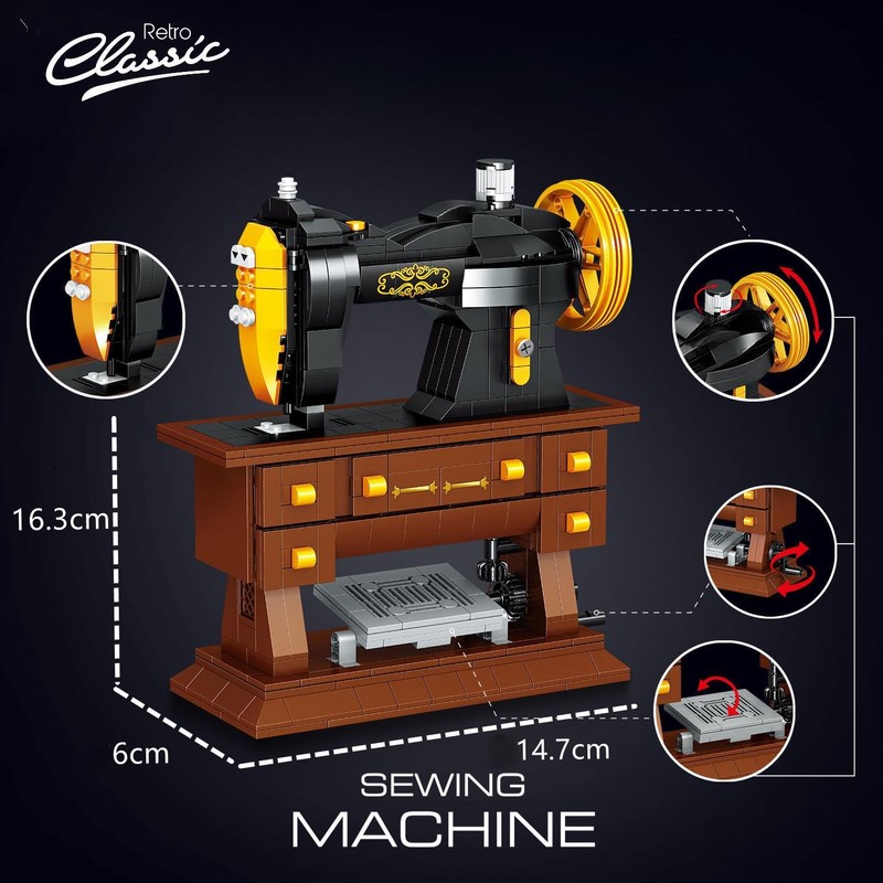 CIJINAY Technik Video Sewing Machine Building Blocks Kit, 633 Clamping