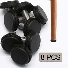 Jiozermi 8 Pcs Furniture Levelers 5/16"-18 UNC Table Leg Levelers, Levelling Foot Screw on Furniture Adjuster Mini Adjustable Feet for Furniture Legs Patio Furniture Feet - Black