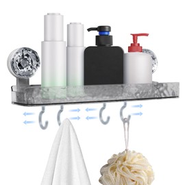 Greraes Shower Caddy Suction Cup Storage Rack Clear Acrylic Shower Shelves Glacier Water Ripples Corner Shelf for Bathroom Shower Accessories,Grey B (Grey A)