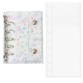 Sealing Book, Plastan, Transparent, A7 Size, Mini Binder Transparent Card Holder, Booklet, Star Pattern A7