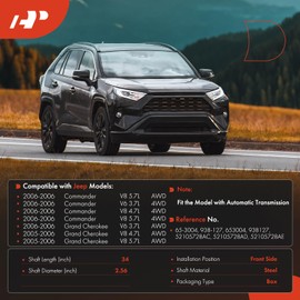 A-Premium Front Complete Drive Shaft Prop Shaft Driveshaft Assembly Compatible with Jeep Grand Cherokee 2005 2006, Commander 2006, AWD Automatic Transmission, Replace# 52105728AC, 52105728AD