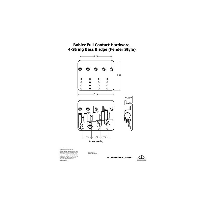 Babicz 4-String Bass Bridge Chrome, Original Series (FCH4CHP)