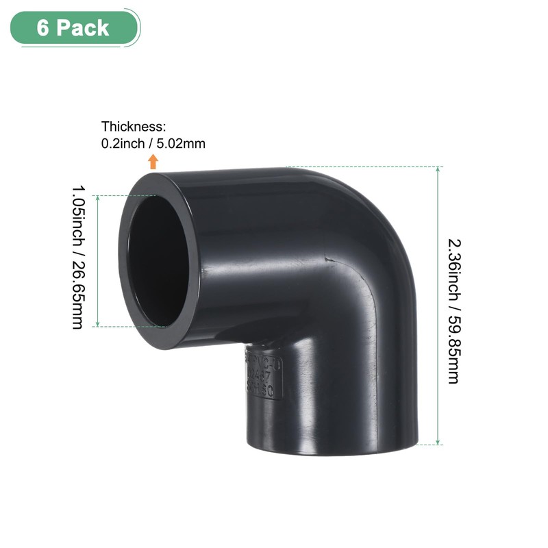 M METERXITY 6-Pack 90 Degree Adapter Connector, 3/4" Socket UPVC