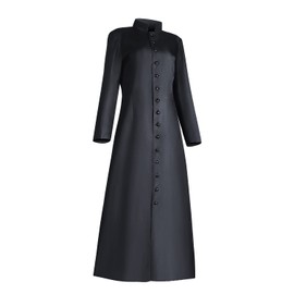 MYAYD Women's Cassock Robe Church Robe Choir Minister Clergy Pulpit Liturgical Black White (Black, L)