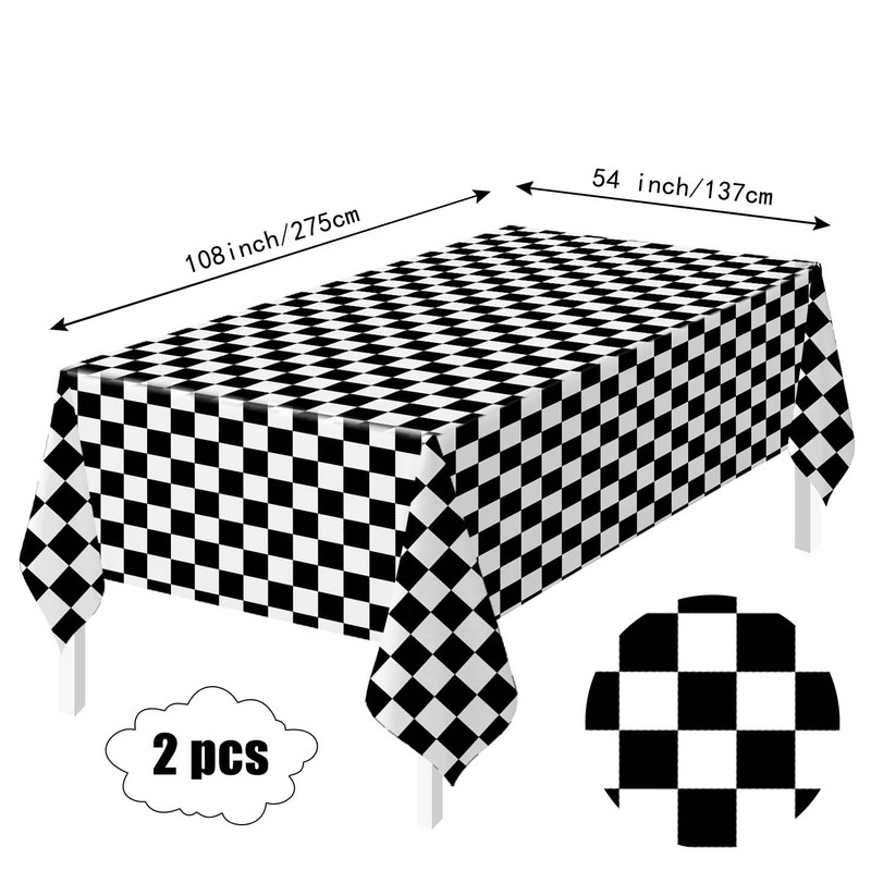 HEIPINIUYE 2 Pack Checkered Tablecloth Disposable 54 x 108 Inch