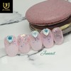 Pink Glitter Handmade Nail Tips - Short Round Square /