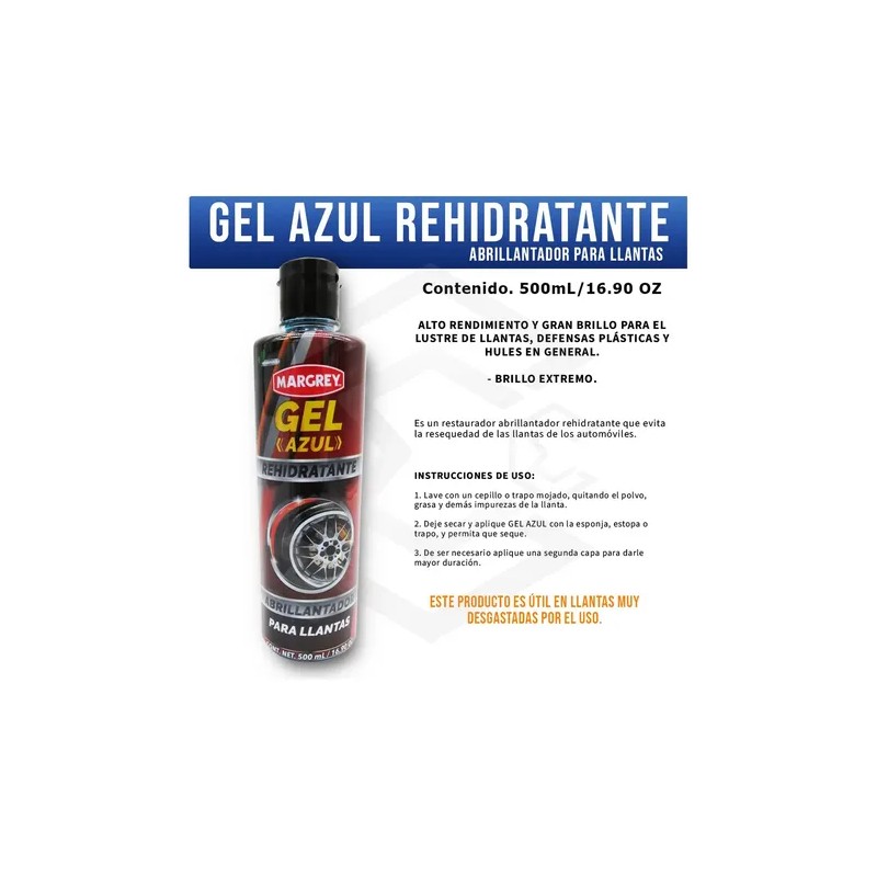 Abrillantador Margrey Para Llantas Gel Azul 500 Ml