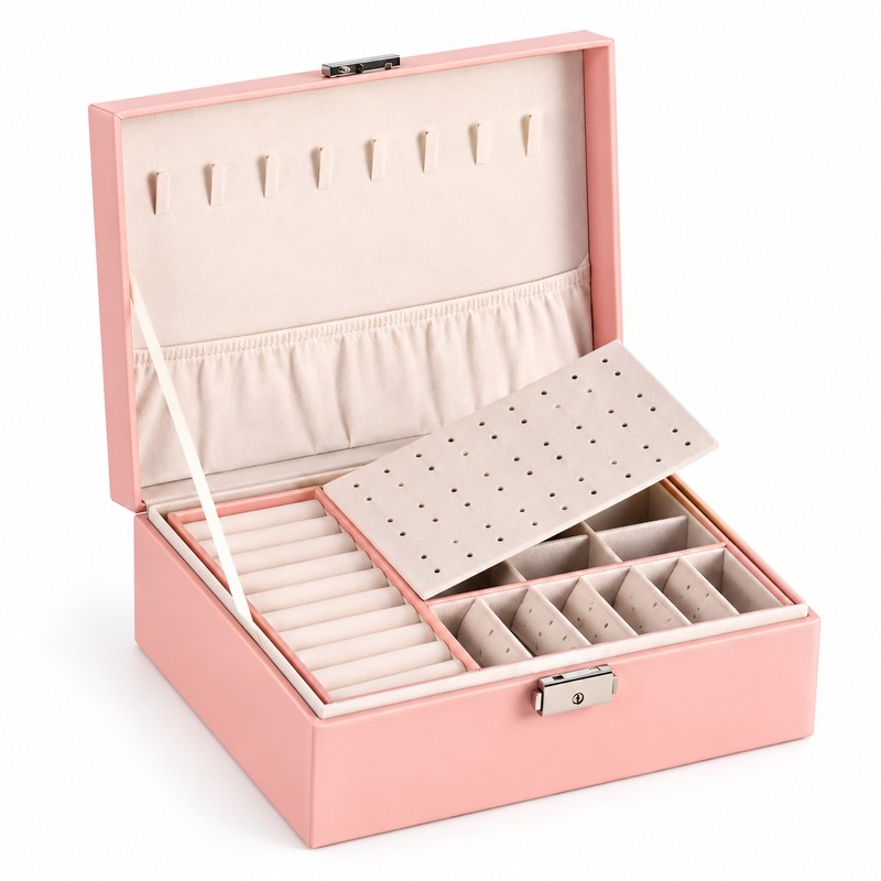 Double-Layer Jewelry Box for Organized Storage – Leather Case with