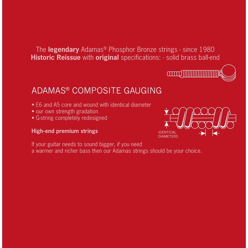 Adamas Saiten Satz für Akustikgitarre Historic Reissue Phosphor Bronze, massives