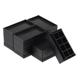 sourcing map 4-Pack Rectangle Bed Risers, 2.95 Inch Frameless Heavy Duty Adjustable Furniture Risers for Bed Sofa Table and Couch Lift (Black)