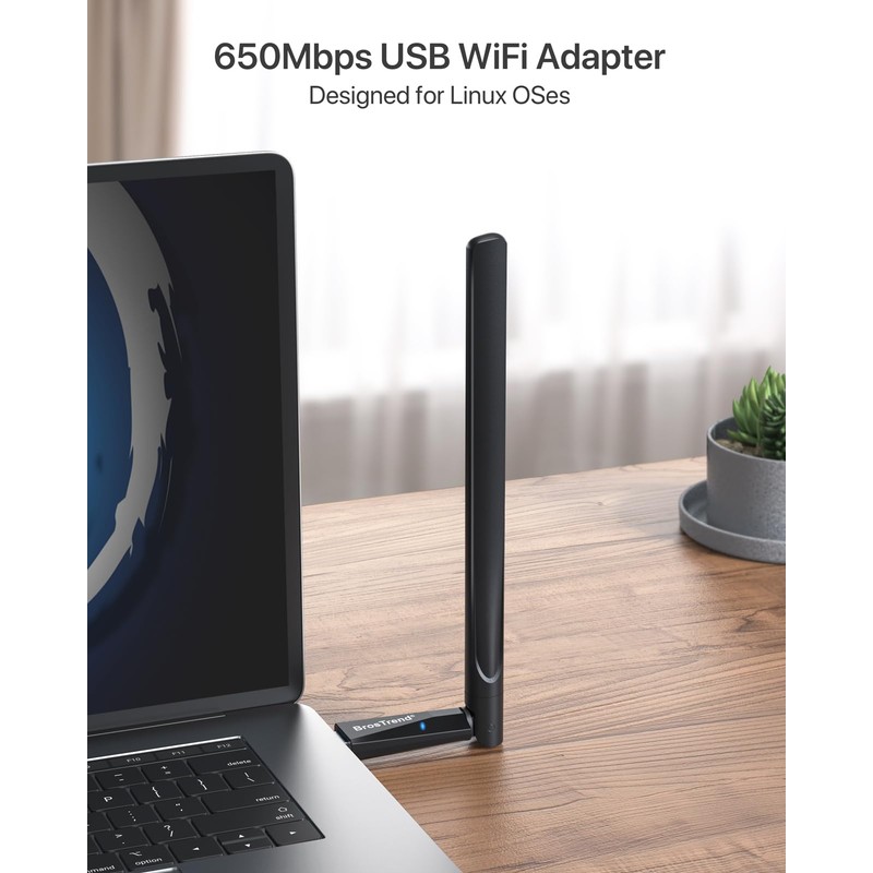 BrosTrend 650Mbps Linux Compatible WiFi Adapter Supports Kali Linux, Ubuntu,