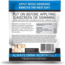 Party Patch™ Anticruda - Parches Preventivos de Resaca | Vitaminas B y Taurina | Natural y Portátil | 4 Unidades 