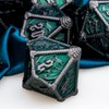ARUOHHA Metal DND Dice Black Green Dragons Dice Set with