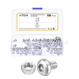 DTGN M4x6mm Pan Head Torx Security Screws - 100Pack - Good for Machinery - 304 Stainless Steel Tamper Proof Torx Security Fasteners & Hex Nuts - Silver Tone
