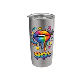 90s Retro Pop Art Rainbow Lips Nostalgia Costume 90s Stainless Steel Insulated Tumbler