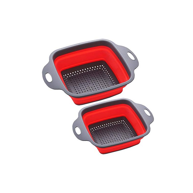 Square Collapsible Colander Set Flamingo Kitchen- 2 Collapsible Colanders (Strainers)