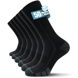 TANSTC Thermal Merino Wool Socks for Men & Women – Thick Warm Cushioned Crew Socks for Hiking, Walking, Work, Running, Skiing & Outdoor Sports, 3 Pairs
