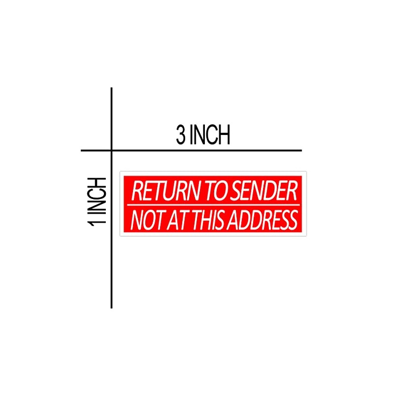 Return to Sender Not at This Address Stickers,3X1 Inch Adhesive