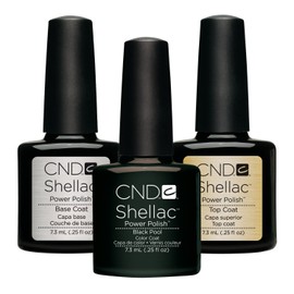 CND Original Shellac Black Pool Plus Base Coat Plus Top Coat 7.3 ml 1er Set 1 x 22 ml