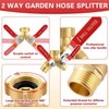 Einesin Brass Garden Hose Splitter, Hose y Splitter with Shutoff,