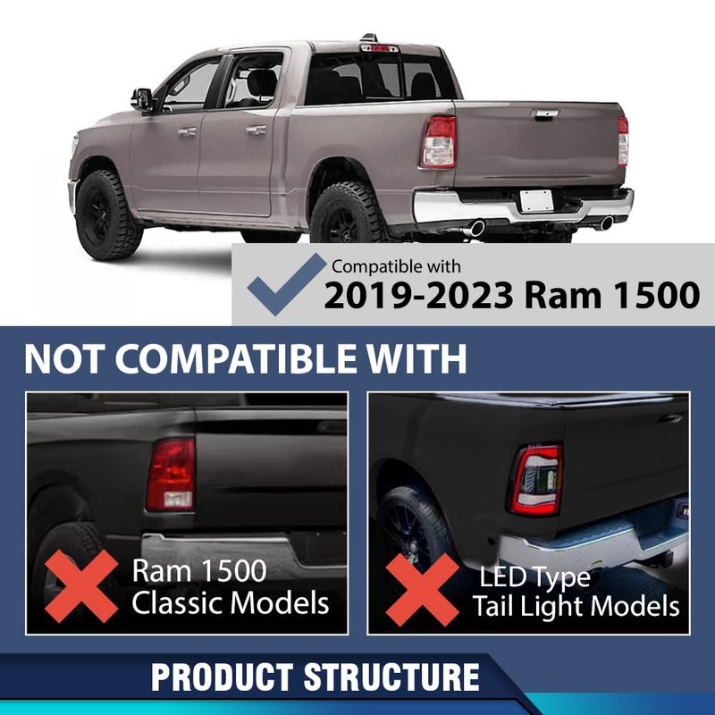 PIT66 Tail Lights Rear Light Lamp Assembly Compatible with Dodge