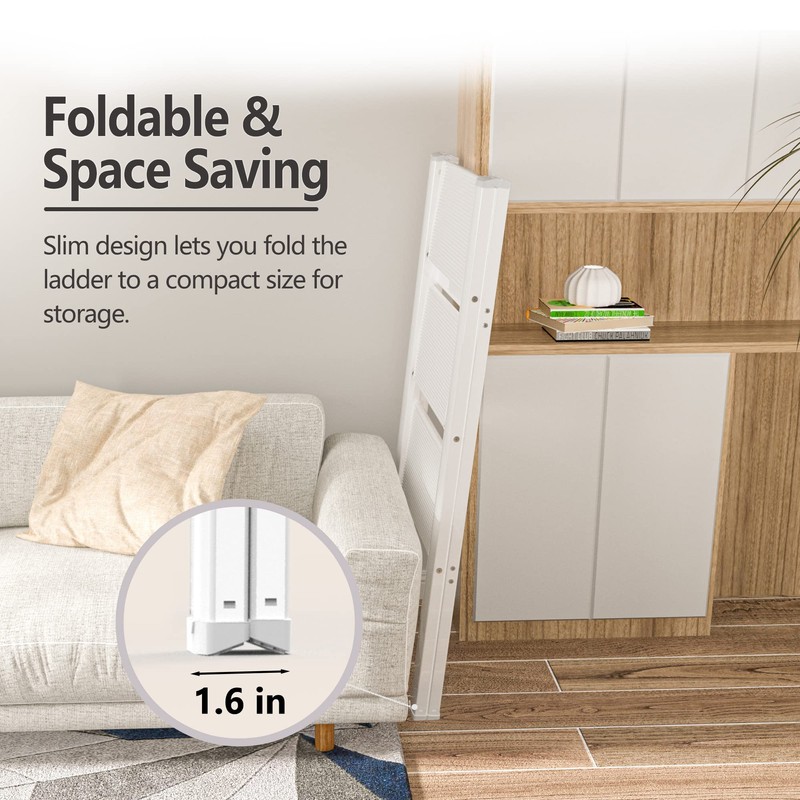 SOLADDER Step Ladder 3 Step Folding, Small Step Stool for