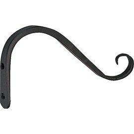 Rocky Mountain Goods Curved Hanging Planter Hook - Extra Strength Wrought Iron - Includes install kit for brick or wood - Matte black weather resistant finish (6 Inch)