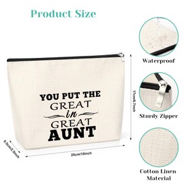 Aunt Gift from Niece Nephew Makeup Bag to My Aunt Gift Thank You Gift for Auntie Inspirational Gift for Aunt Cosmetic Bag New Aunt Gift Mother's Day Thanksgiving Birthday Gift for Auntie