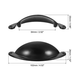 sourcing map Drawer Pulls, 3Pcs 2-1/2" - Zinc Alloy Cup Pulls with Screws, Cabinet Hardware Handles Dresser Shell Pull for Wardrobe Bathroom Kitchen (Black)