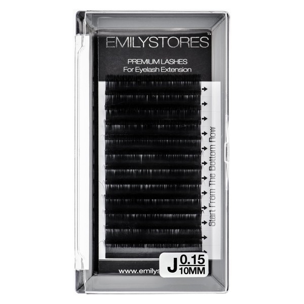 EMILYSTORES Lash Extensions 0.15mm Thickness J Curl 10mm Length Individual